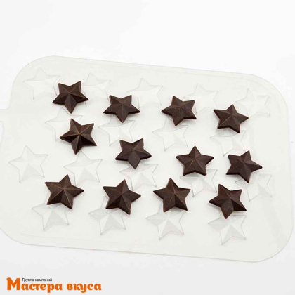 Форма для шоколада пластиковая ЗВЕЗДЫ ШОКО ГЕО, (18 ячеек) 25*5 мм