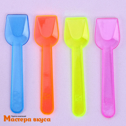 Ложка пластиковая десертная (лопатка),  9 см, цвет микс (упак 12 шт)