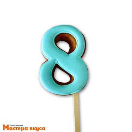 Топпер имбирный пряник-цифра фигурная, голубая - 8 