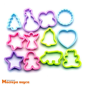 Набор вырубок пластик  ПРАЗДНИК, ~5*5 см, (набор 12 шт) 