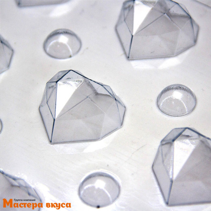 Форма для шоколада пластиковая СЕРДЦЕ ГРАНЕНОЕ, (12 ячеек)