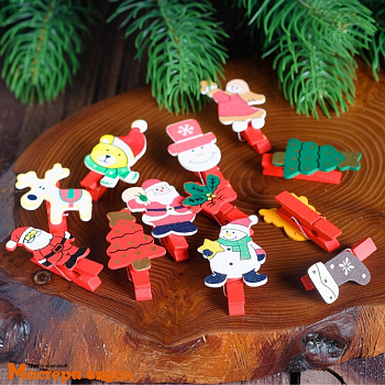 Декор прищепки  (НГ) "Всё,что нужно в Новый год", (набор 6 шт)