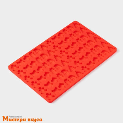 Форма для мармелада и шоколада силиконовая  НОВОГОДНЕЕ НАСТРОЕНИЕ, (72 ячеек) 29*18*0,6 см