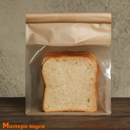 Пакет бумажный 160*130*260 мм, с окном, прямоугольное дно, (крафт)