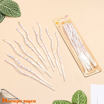 Свечи высокие Волна Клякса, белые, (набор 10 шт), h-12см