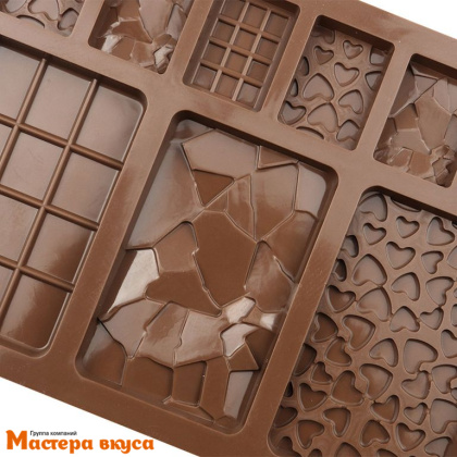 Форма для шоколада силиконовая, плитка СУПЕР МИКС 9в1, 20*15*0,7 см