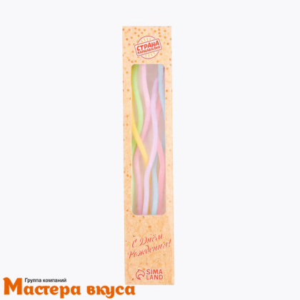 Свечи высокие Волна пастельные, (набор 6 шт), h-15см