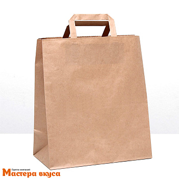 Пакет бумажный с плоскими ручками 280*150*320 мм, (крафт) 