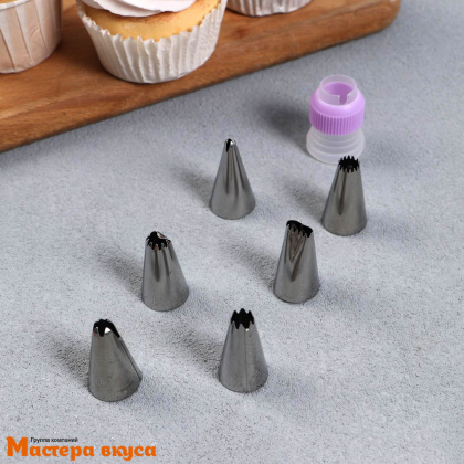 Набор кондитерский, (6 мешков 30см + 6 насадок + адаптер) "Donut Worry"