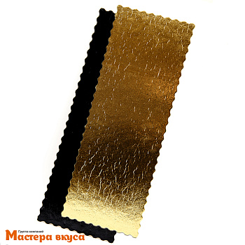 Подложка ФИГУРНАЯ картон прямоугольная золото/черная, 150*410 мм