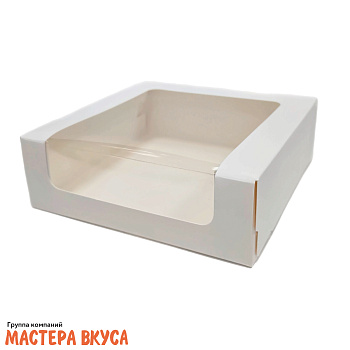 Короб для торта с панорамным окном, 180*180*60 мм, белый АП