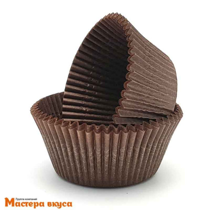 Капсула бумажная круглая, d-5,5см h-3,5см,  КОРИЧНЕВАЯ "Тарталетки" 125, (миниукап ~30-35шт)