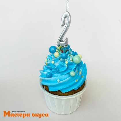 Свеча-цифра "МИНИ", серебро - 2  (h-4.5см)