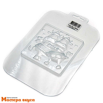 Форма для шоколада пластиковая, плитка БЫК В ОБНИМКУ, 100*100*14 мм 