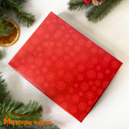 Упаковка для конфет 12 шт с окном (крышка/дно) 190*150*36мм  (Снежинки)