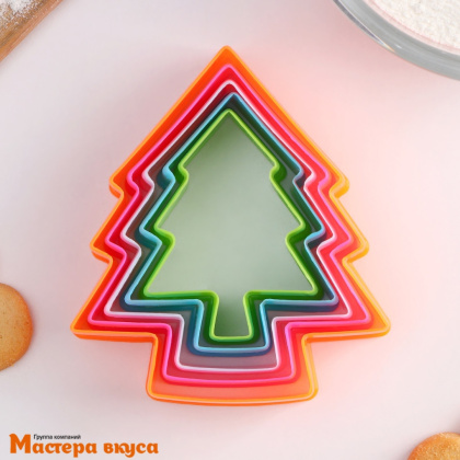 Набор вырубок пластик  ЕЛОЧКА, max ~9*8,5 см (набор 5 шт)