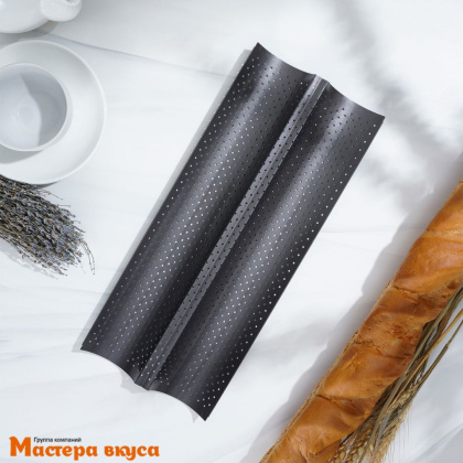 Форма для выпечки "Багет" (2 ячейки), 38*16,5см h-2,5см, перфорация (антипригарное покрытие)