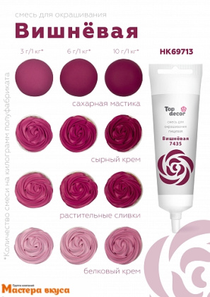 Краситель гелевый Top decor, ВИШНЕВЫЙ 7435, 100гр