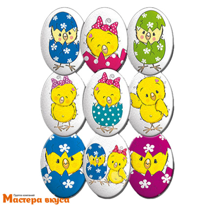 Сахарные медальоны ЗАБАВНЫЕ ЦЫПЛЯТА, 35*25мм