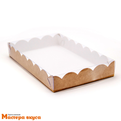 Упаковка для пряников и печенья с прозр. крышкой 250*150*35 мм (крафт) (2-д)