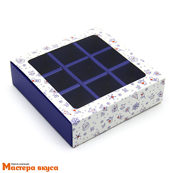 Упаковка для конфет  9 шт с обечайкой 137*137*37мм  (Фиолетовый паттерн)