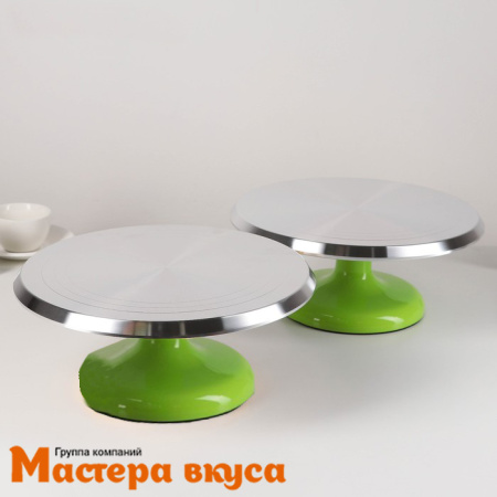 Подставка для торта вращающаяся, металл, D-29см  h-11см, Зеленая