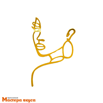 Зеркальное украшение КОНТУР ЛИЦА (ДЕВУШКА С СЕРЬГОЙ), золото, ~11*15 см (без палочки)