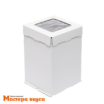 Короб для торта с окном 450*450*350 мм, белый, АП