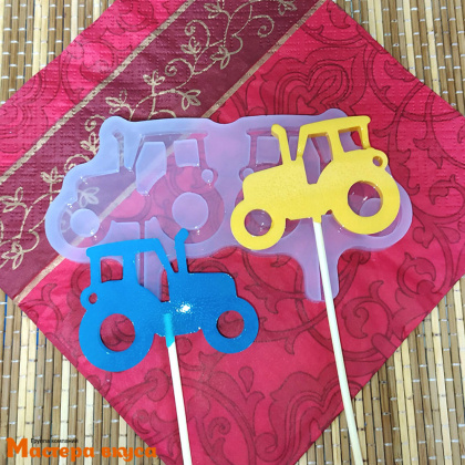Форма для леденцов силиконовая ТРАКТОР, (2 ячейки) d 4,5,6,7 см