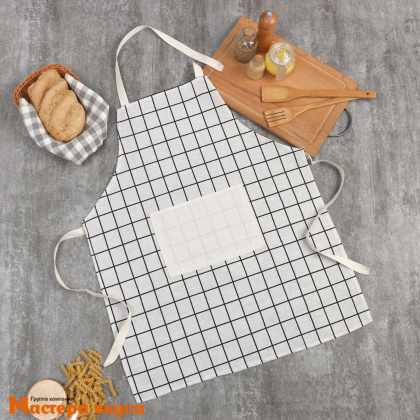 Фартук "Экономь и Я" 56*70 см, светло-серый, 100% хлопок, рогожка