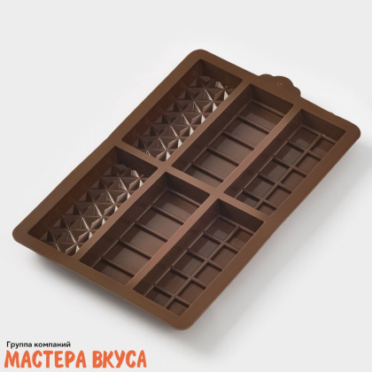 Форма для шоколада силиконовая, плитка ДУБАЙСКИЙ ШОКОЛАД квадраты,полосы, 6 ячеек 275*170*20 мм