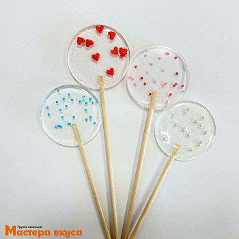 Карамель леденцовая на палочке ДИСК прозрачный, d~5 см 