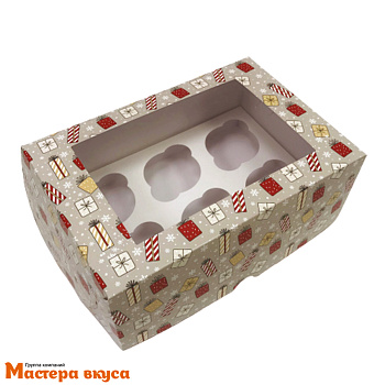 Коробка для  6 капкейков с окном, 250*170*100 мм  (Подарки)