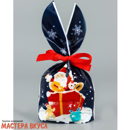 Пакет для сладостей  с завязками-ушками 12*22 см,  "Доставка подарков", микс