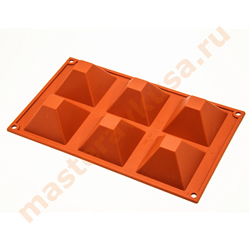 Форма силиконовая SiliconFlex ПИРАМИДА, ячейка 71*71мм h40мм (6 ячеек), (Италия)