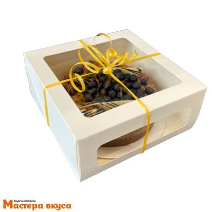 Короб для торта с двумя окнами 260*260*100 мм, белый, Cake Window White