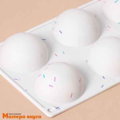 Форма силиконовая ПОЛУСФЕРА (шар),  d 70 мм, (6 ячеек)