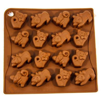 Форма для шоколада силиконовая  КОШКИ, (16 ячеек) 18*17 см