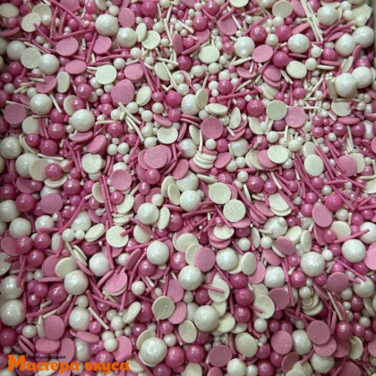 Посыпка  микс декоративный БЕЛО-РОЗОВЫЙ №1020, 50 гр 