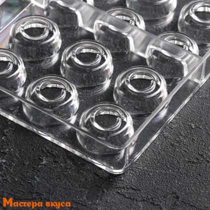 Форма для шоколада  прочный пластик ТОФФИ ЗАВИТОК, (21 ячейка) 27,5*17,5*2,5 см