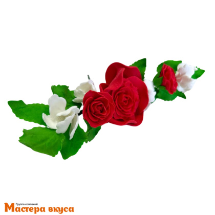 Сахарное украшение букет РОЗА КРАСНАЯ, длина ~23см