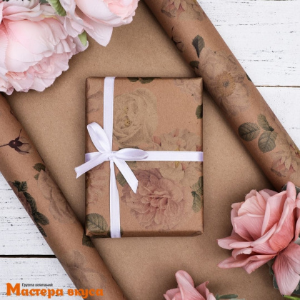 Бумага упаковочная "Нежность в цветах" (крафт), 50*70 см