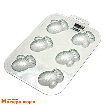 Форма для шоколада пластиковая (НГ) ВАРЕЖКИ, (6 ячеек) 50*38*9,5 мм