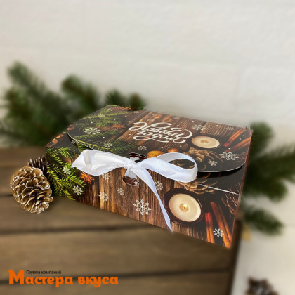 Упаковка для сладостей с лентой 165*115*50 мм  (Праздничный вечер)