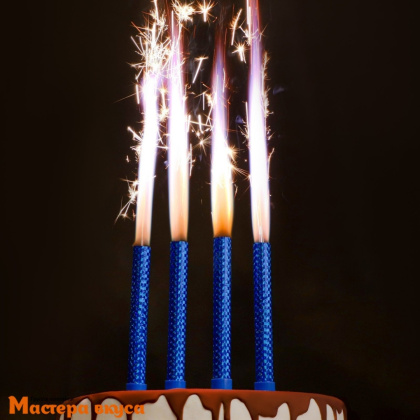 Фейерверк, холодный фонтан 12 см, ГОЛУБЫЕ ИСКРЫ, цветное пламя, упак 4 шт