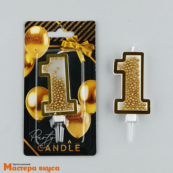Свеча-цифра "Гигант" с шейкером, золото - 1  (h-9,5 см)
