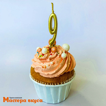 Свеча-цифра "МИНИ", золотая - 9  (h-4.5см)