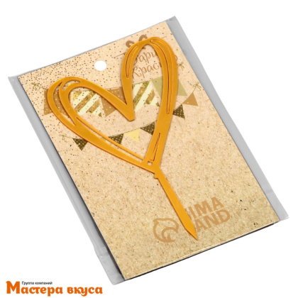 Топпер пластиковый СЕРДЦЕ, золотой, 17*11 см