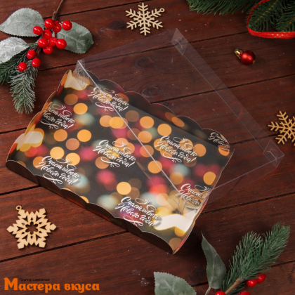 Упаковка для пряников и печенья с прозр. крышкой 220*150*30 мм  (Мандарины)