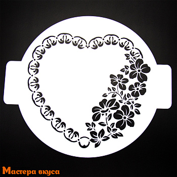 Трафарет для нанесения рисунка, d~24 см  СЕРДЦЕ, цветы